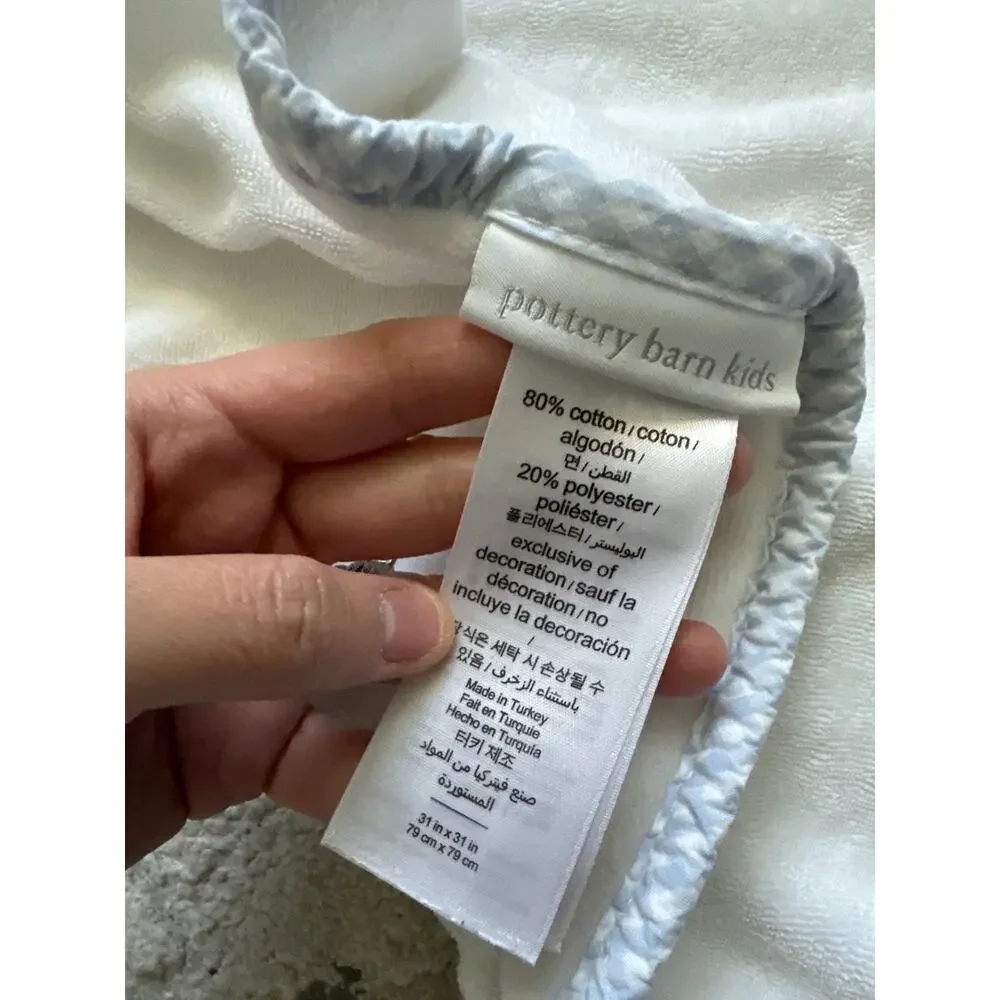Pottery Barn Gingham Baby Hooded Towel‎ Blue